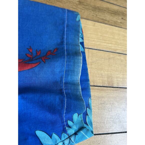 Wrangler Hawaiian Shirt Floral Print Mens Size Large Vintage Button Blue - Picture 5 of 10